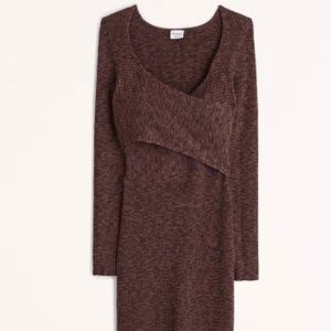 Abercrombie Long-Sleeve Wrap-Front Mini Sweater Dress